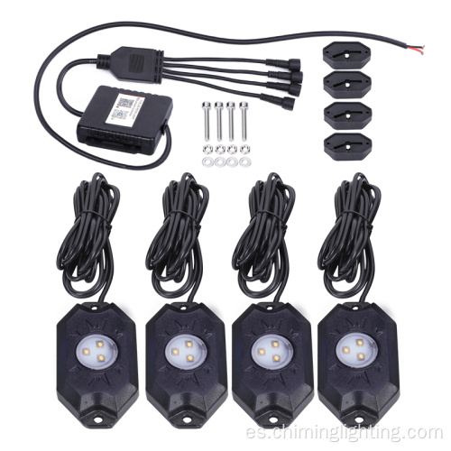 Controlador de aplicaciones de alta calidad 4 PCS Luces de roca RGB con control remoto LED RGBW RGB Luces de roca Kits de luz